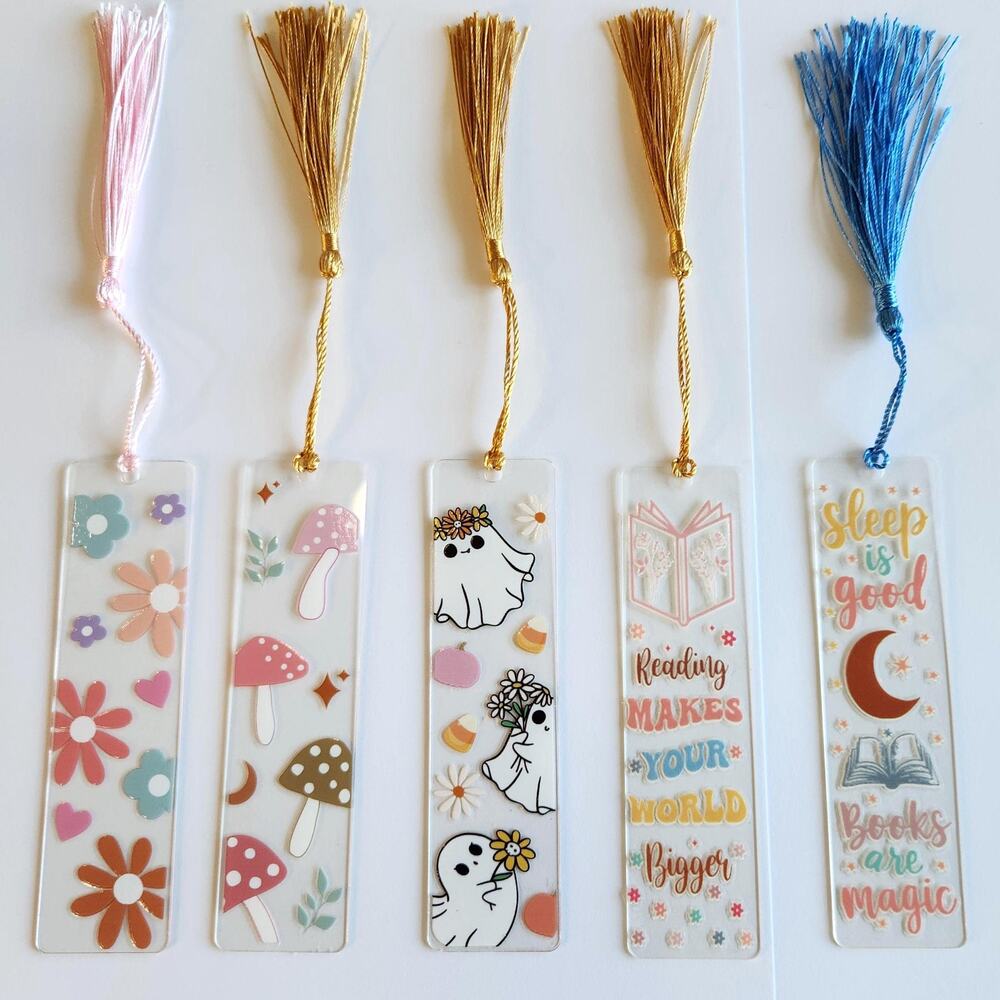 Acrylic Bookmark Clear Durable Pink Cutesy Coquette Bookish Gift Fantasy Reading